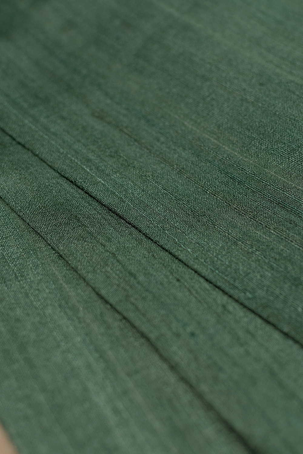 Deep Green Handspun Gicha Tussar Silk Fabric - 1.3m - Image 2