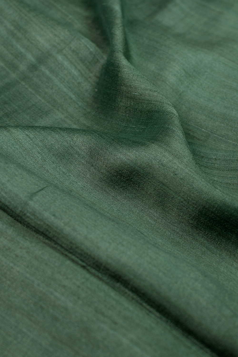 Deep Green Handspun Gicha Tussar Silk Fabric - 1.3m - Image 3