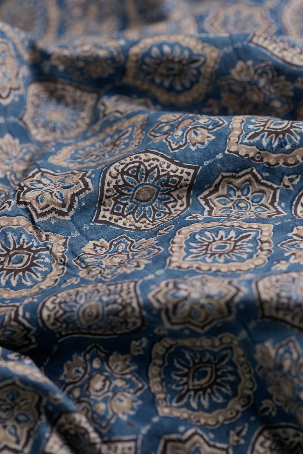 Patterns on Muted Indigo Ajrak Cotton Fabric - 0.7m - Image 3