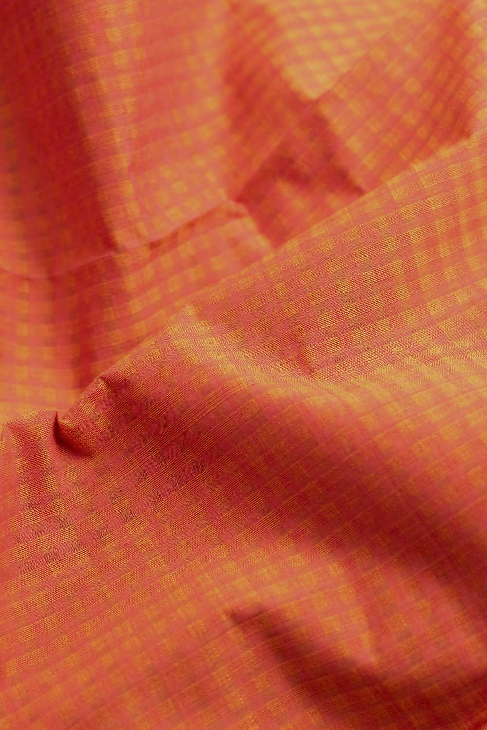 Fire Orange Boddu Checks Cotton Fabric - 0.5m - Image 2