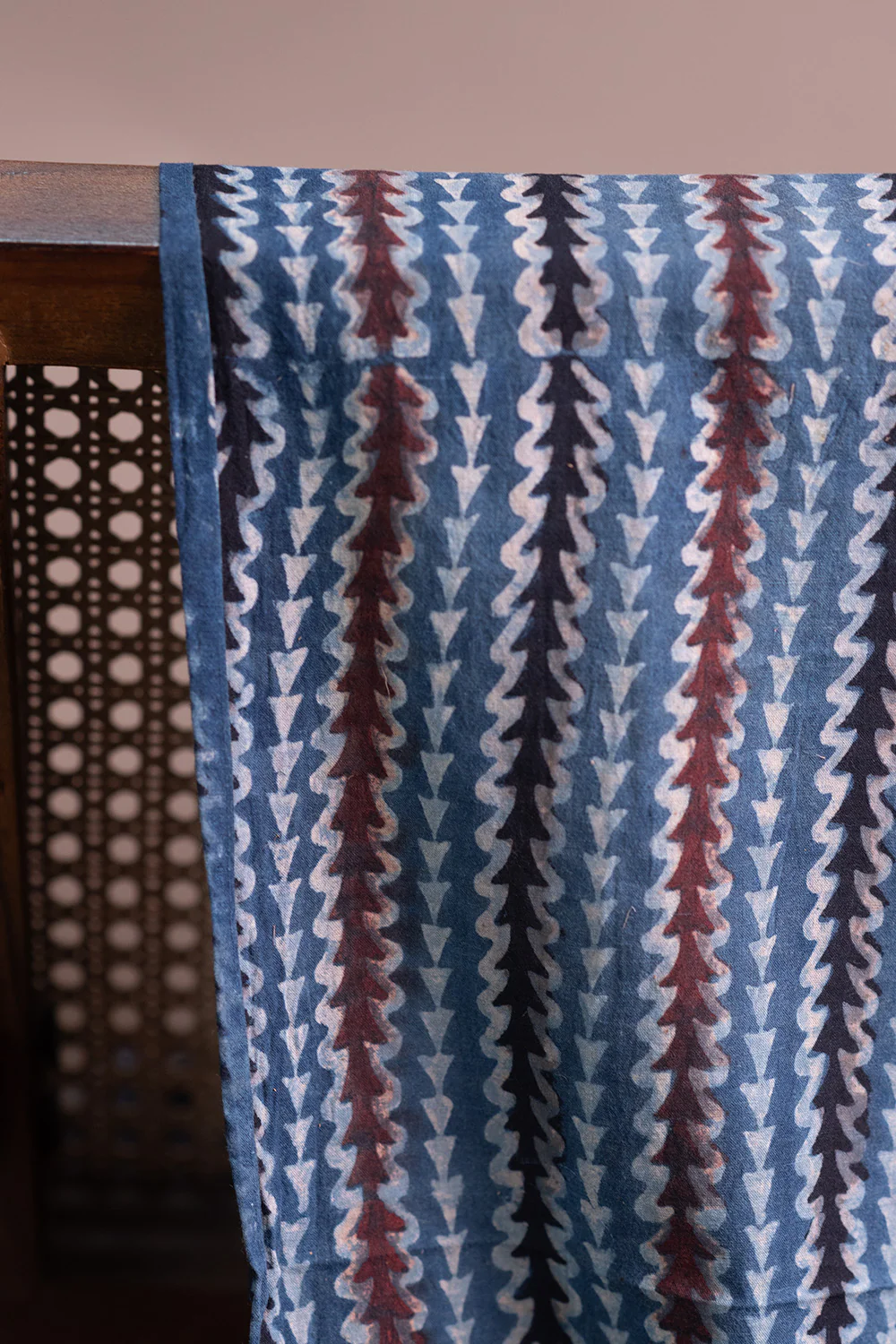 Arrow Pattern - Indigo Ajrak Cotton Fabric - 1m