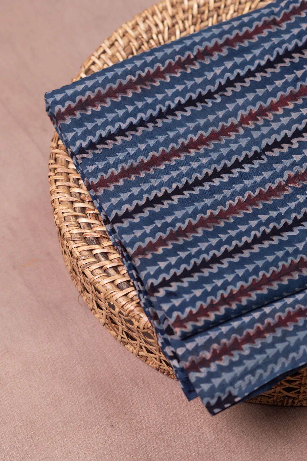 Arrow Pattern - Indigo Ajrak Cotton Fabric - 1m - Image 2