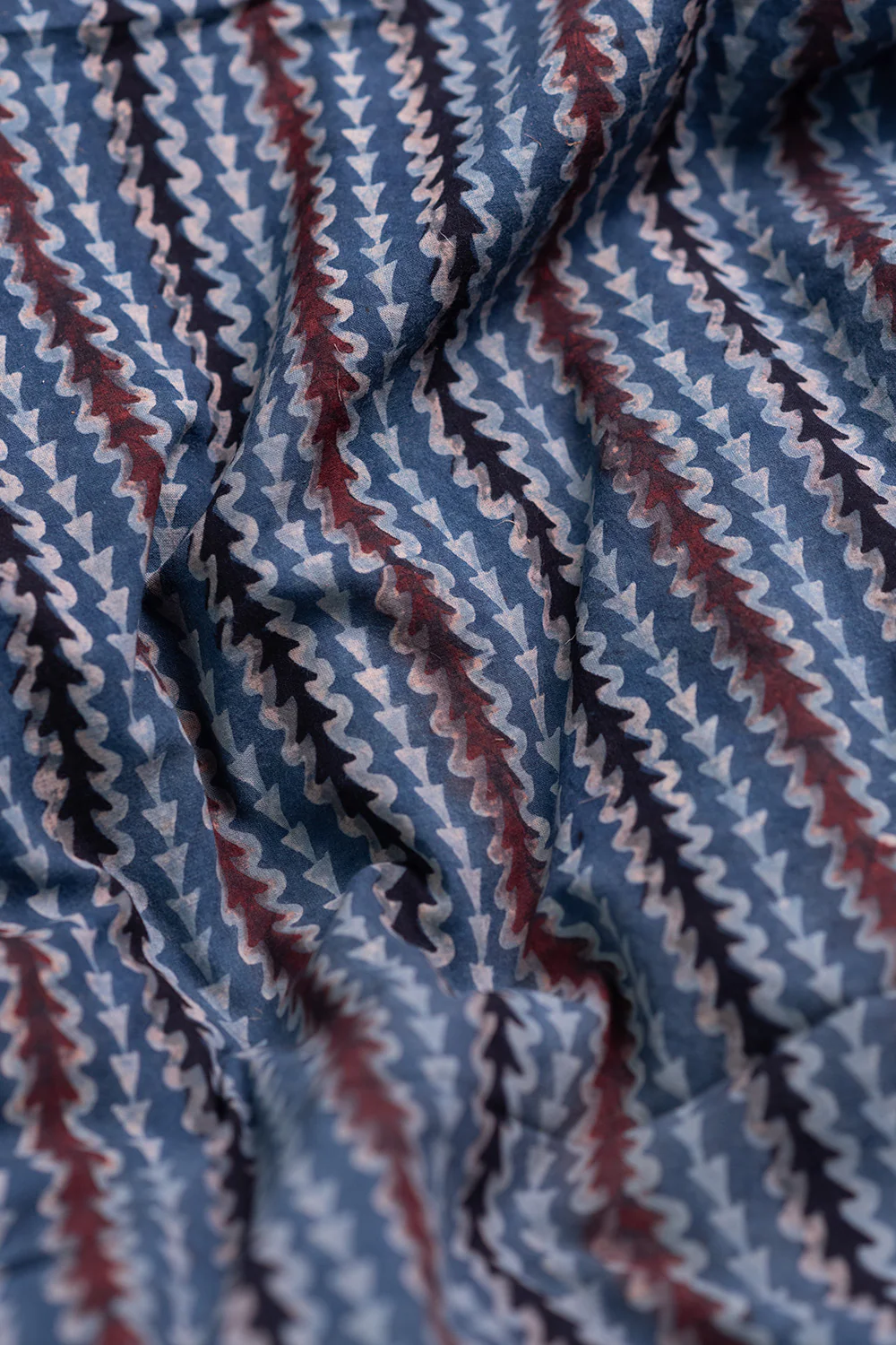 Arrow Pattern - Indigo Ajrak Cotton Fabric - 1m - Image 3