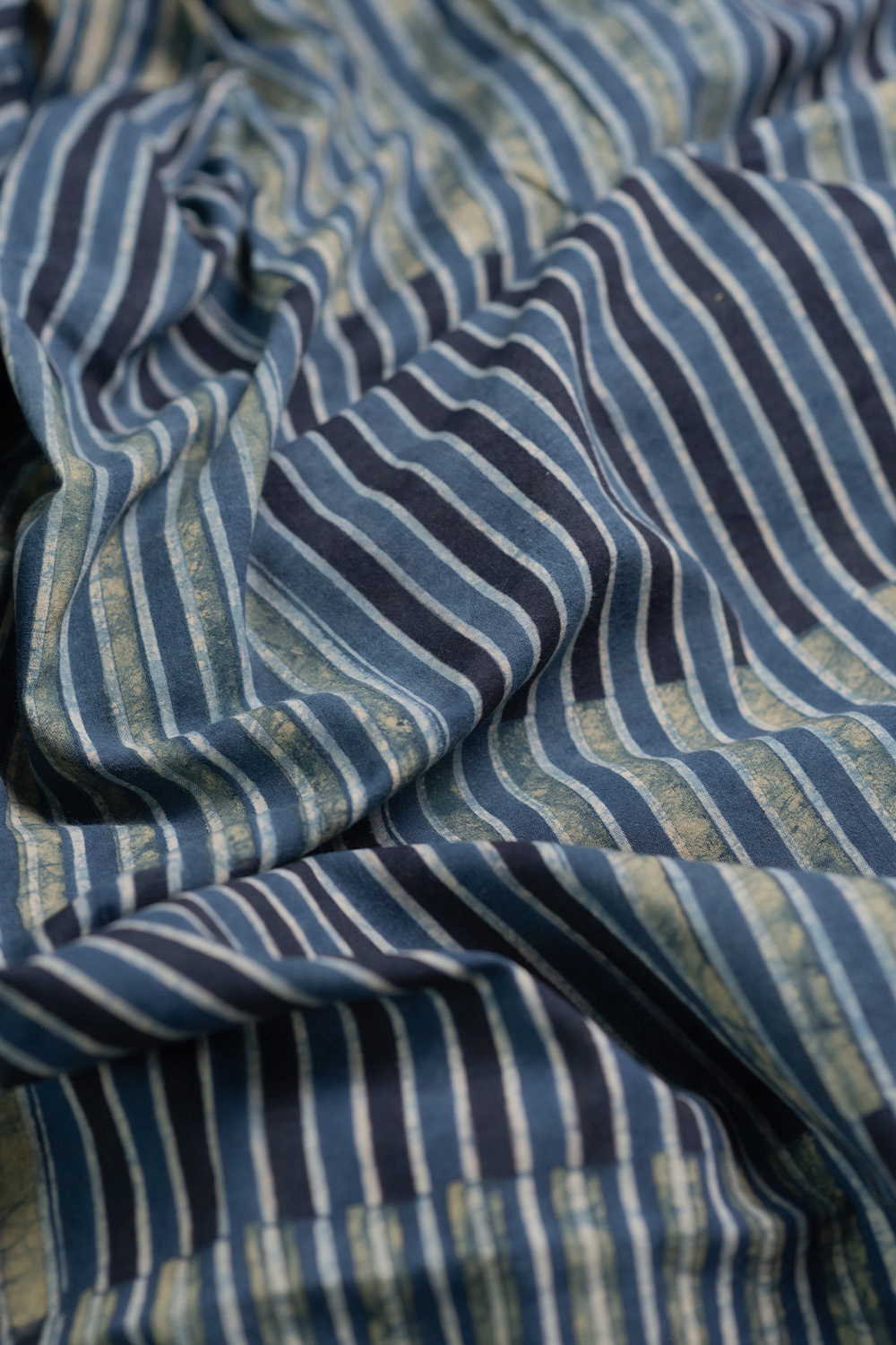 Indigo with Stripe Ajrak Cotton Fabric - 0.85m - Image 2