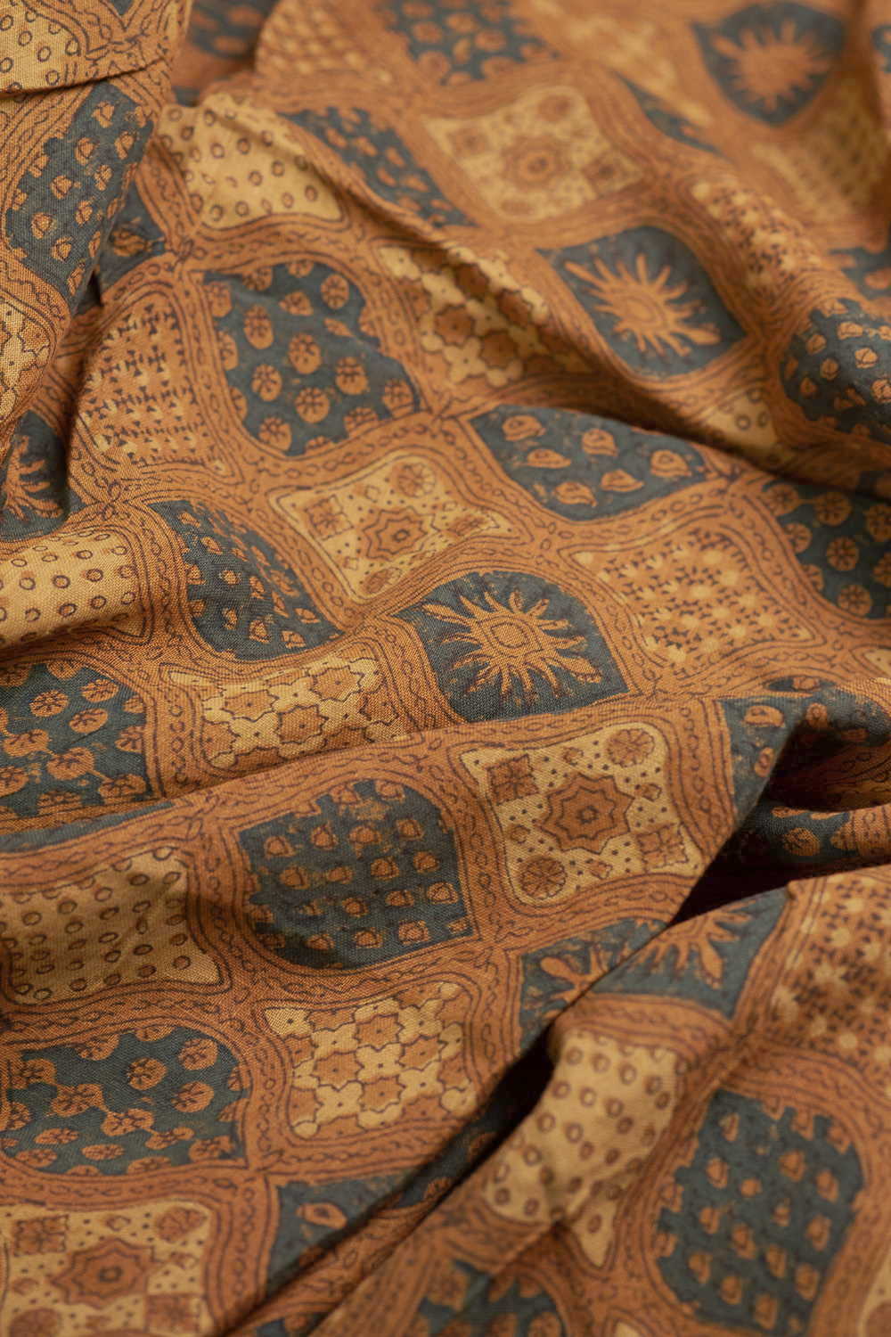 Mustard Yellow Ajrak Linen Fabric - 1.6m - Image 3