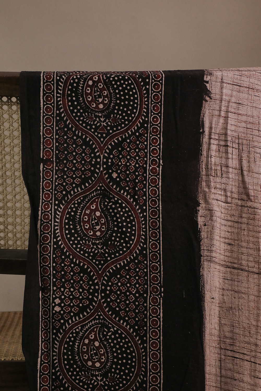 Rust Beige Ajrak Cotton Fabric - 0.5m - Image 2