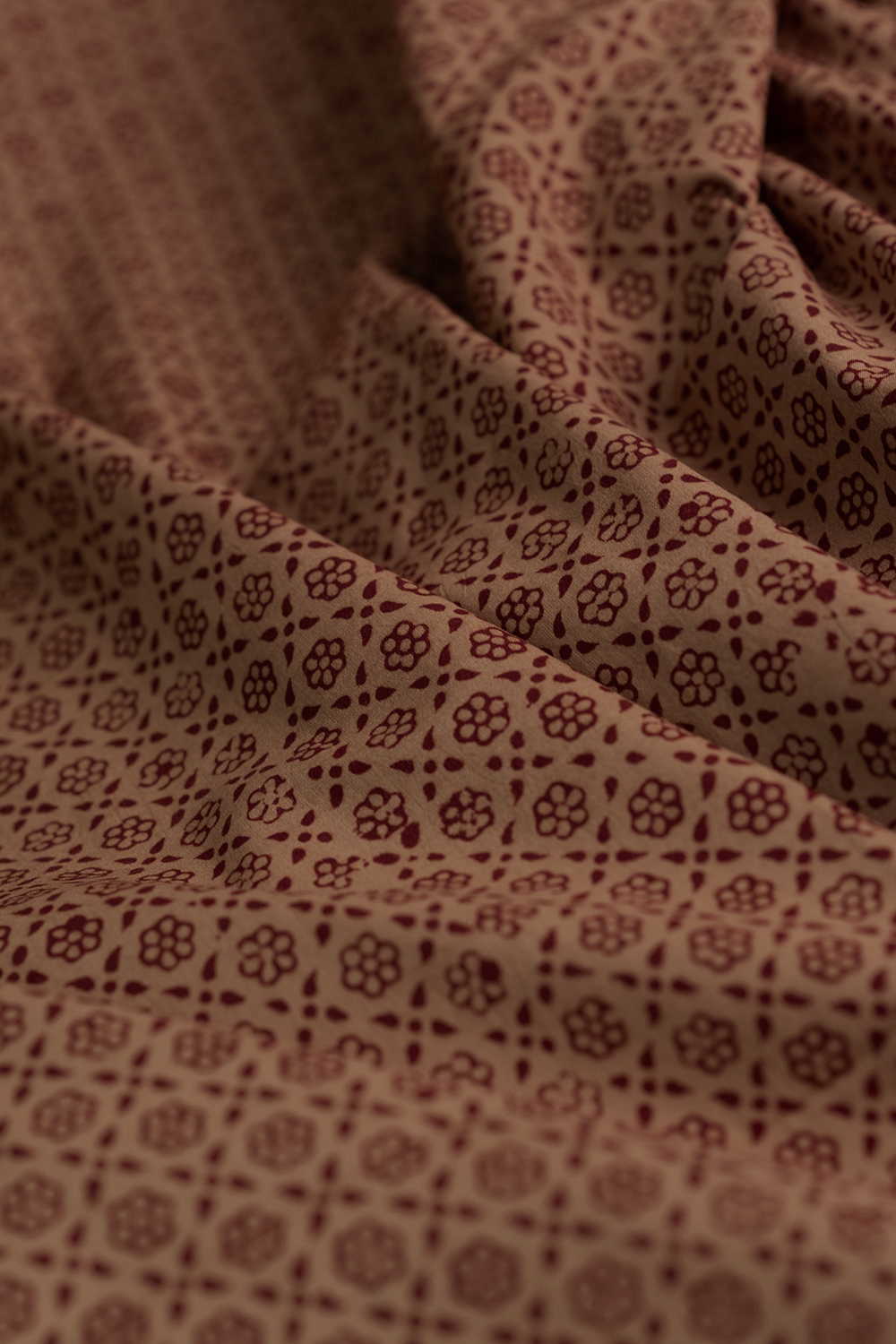 Mustard on Checked Floral Bagh Cotton Fabric - 0.65m - Image 3