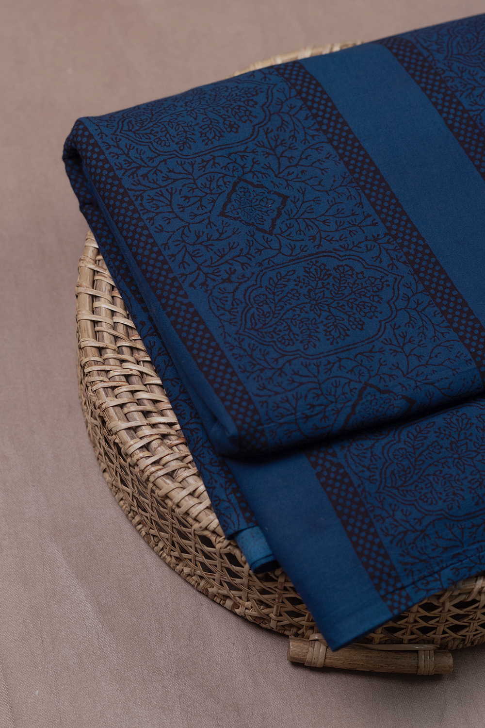 Patterned Blue Bagh Cotton Fabric - 0.55m