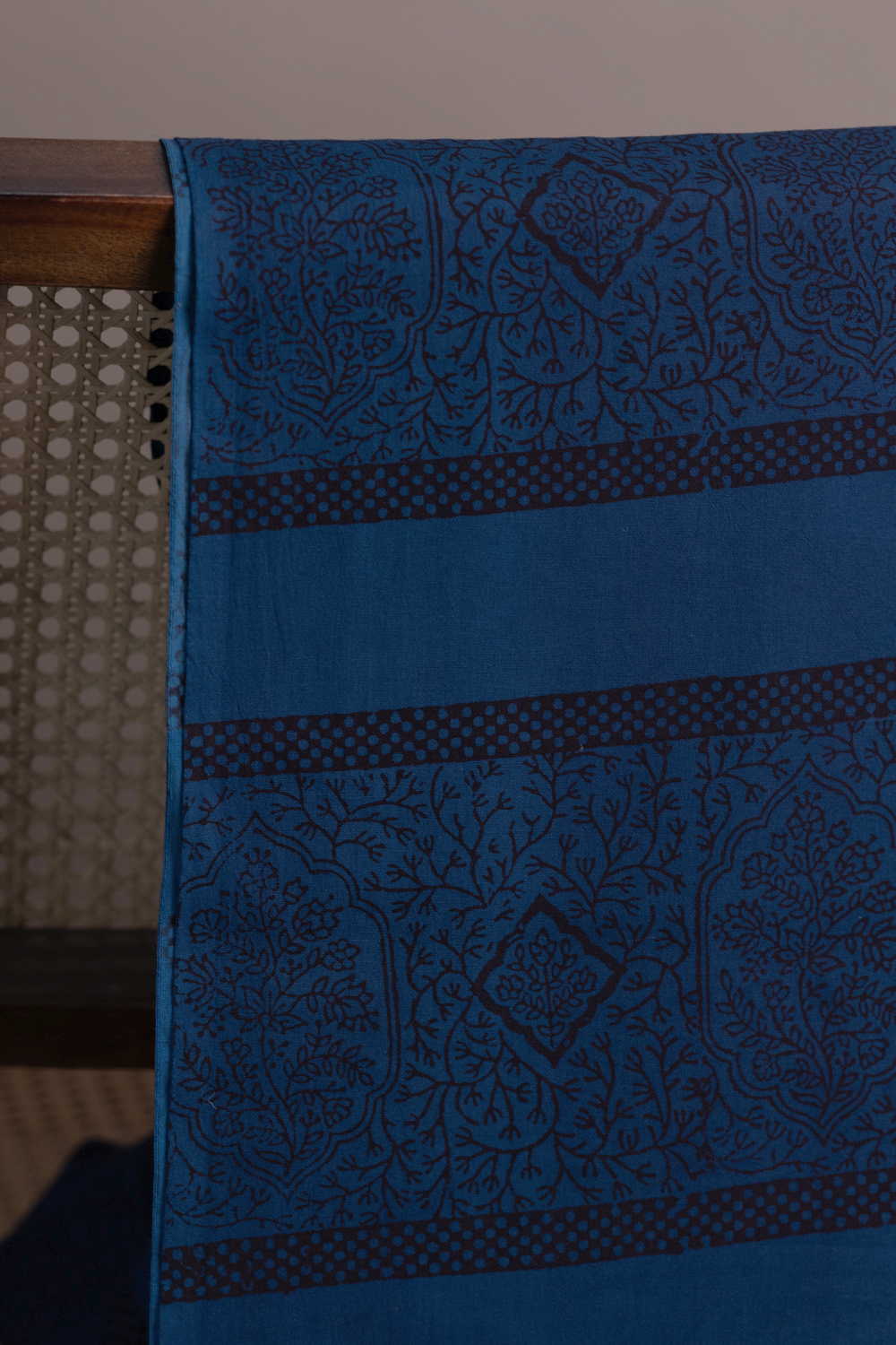 Patterned Blue Bagh Cotton Fabric - 0.55m - Image 2