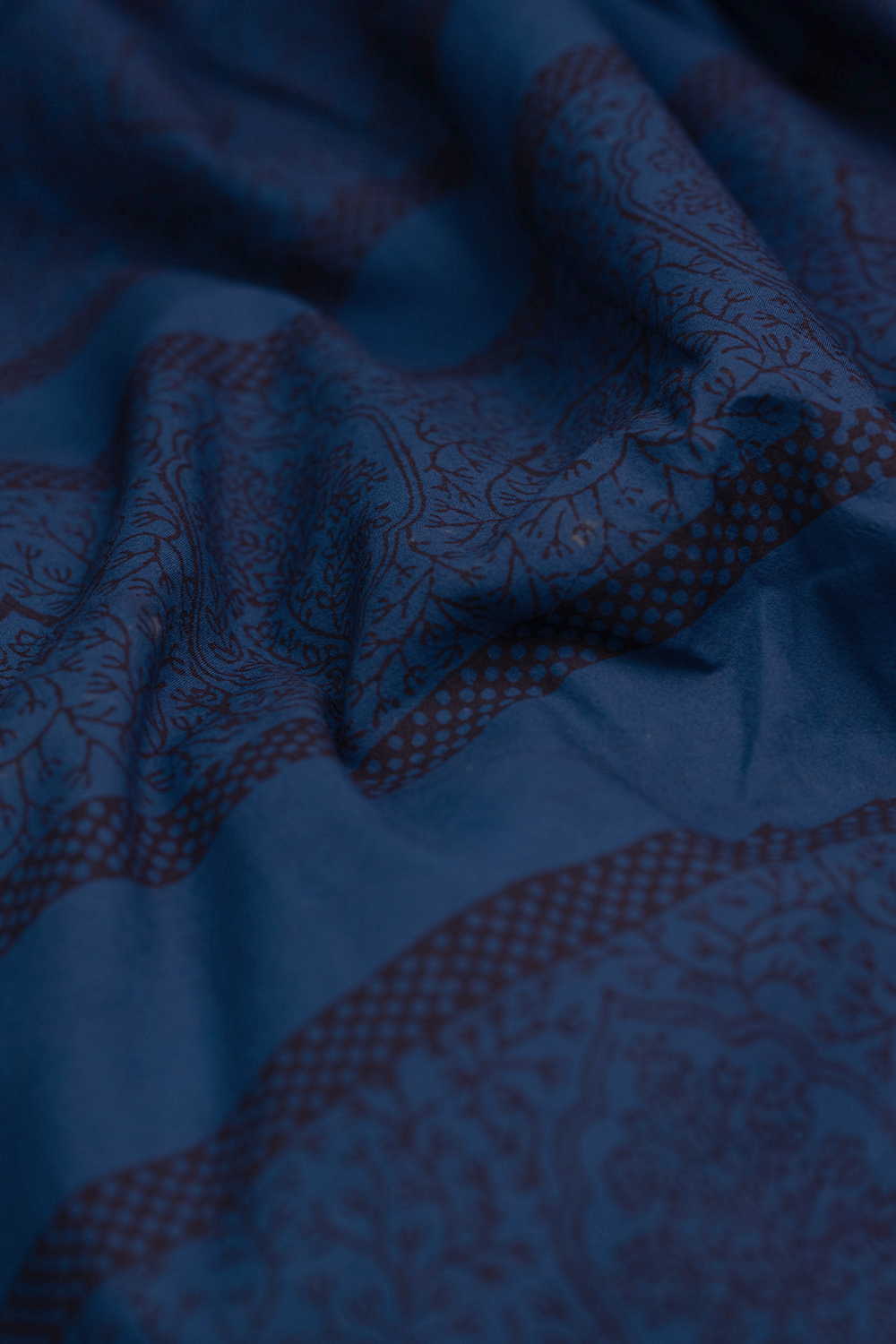 Patterned Blue Bagh Cotton Fabric - 0.55m - Image 3