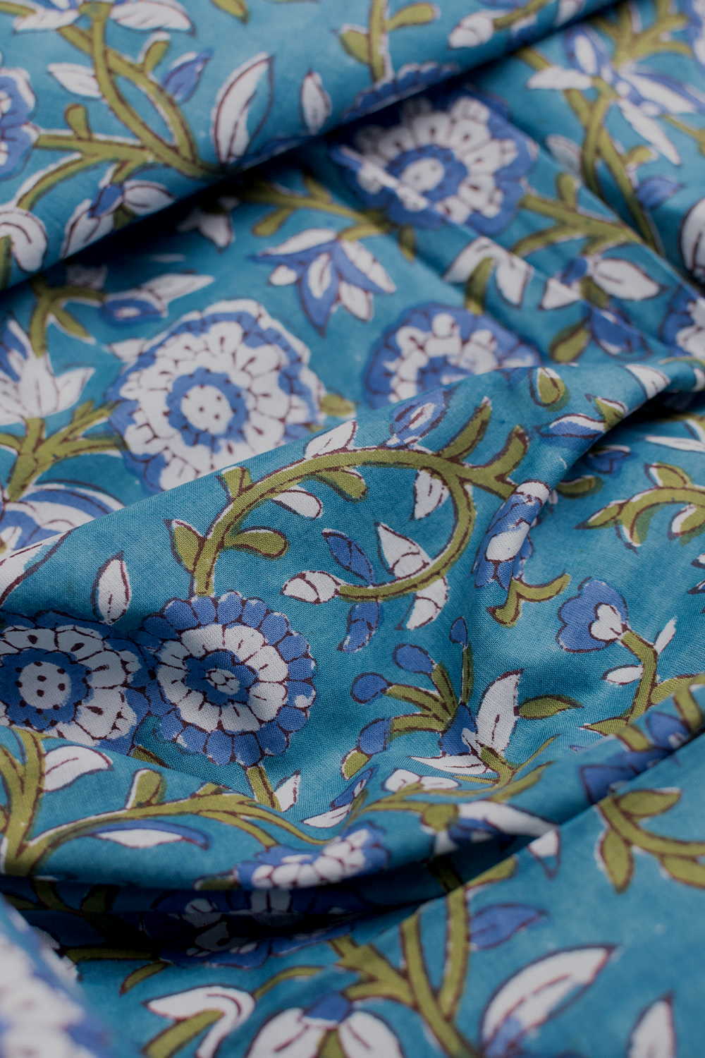 Sea Breeze Floral Sanganeri Cotton Fabric-0.7m - Image 2