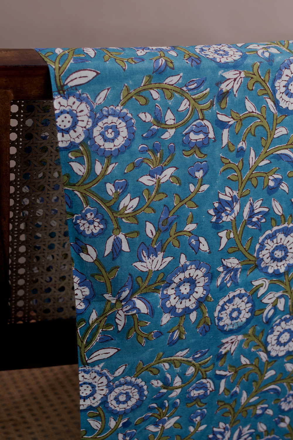 Sea Breeze Floral Sanganeri Cotton Fabric-0.7m - Image 3