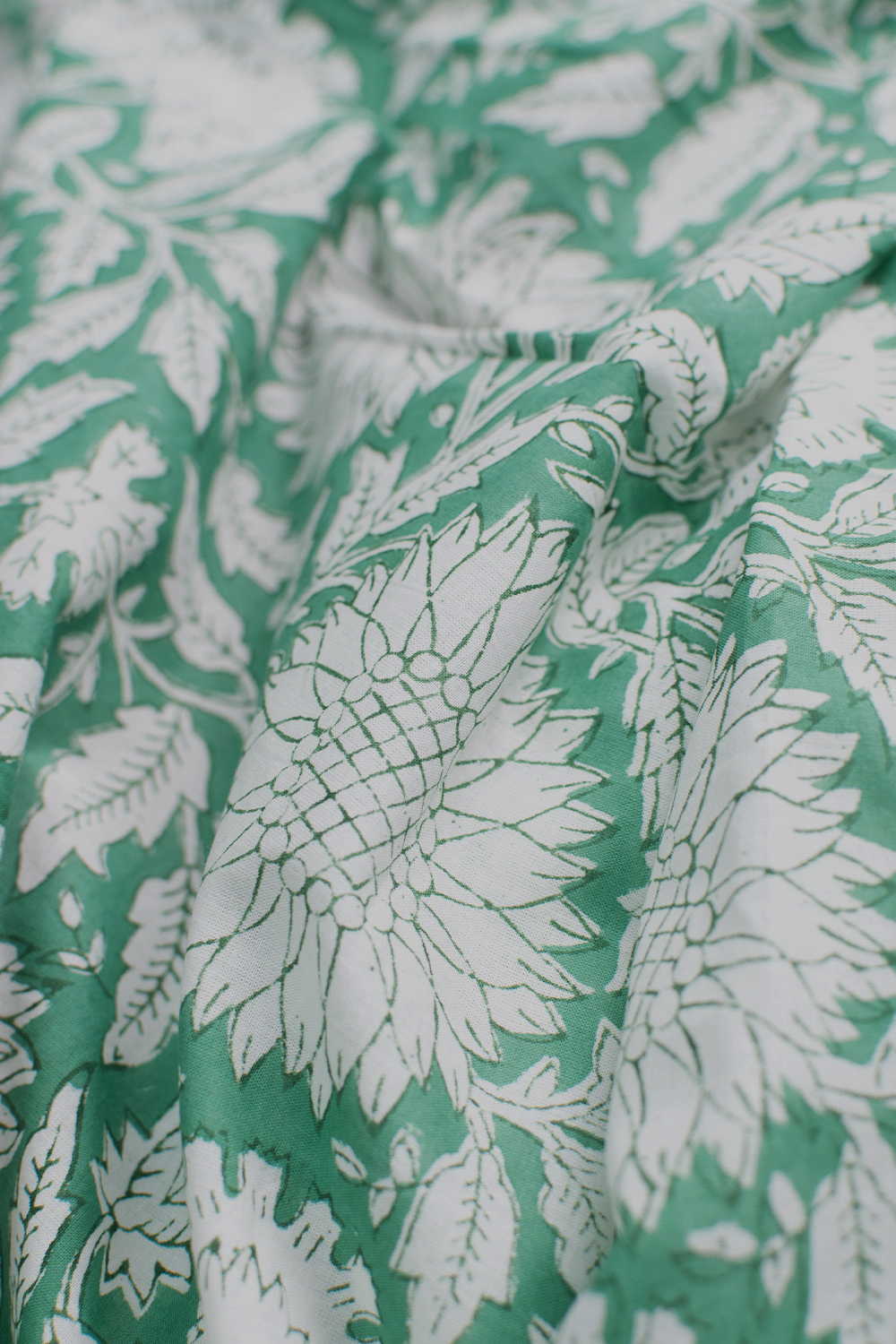 Mint Meadow Blooms Sanganeri Cotton Fabric - 0.9m - Image 3