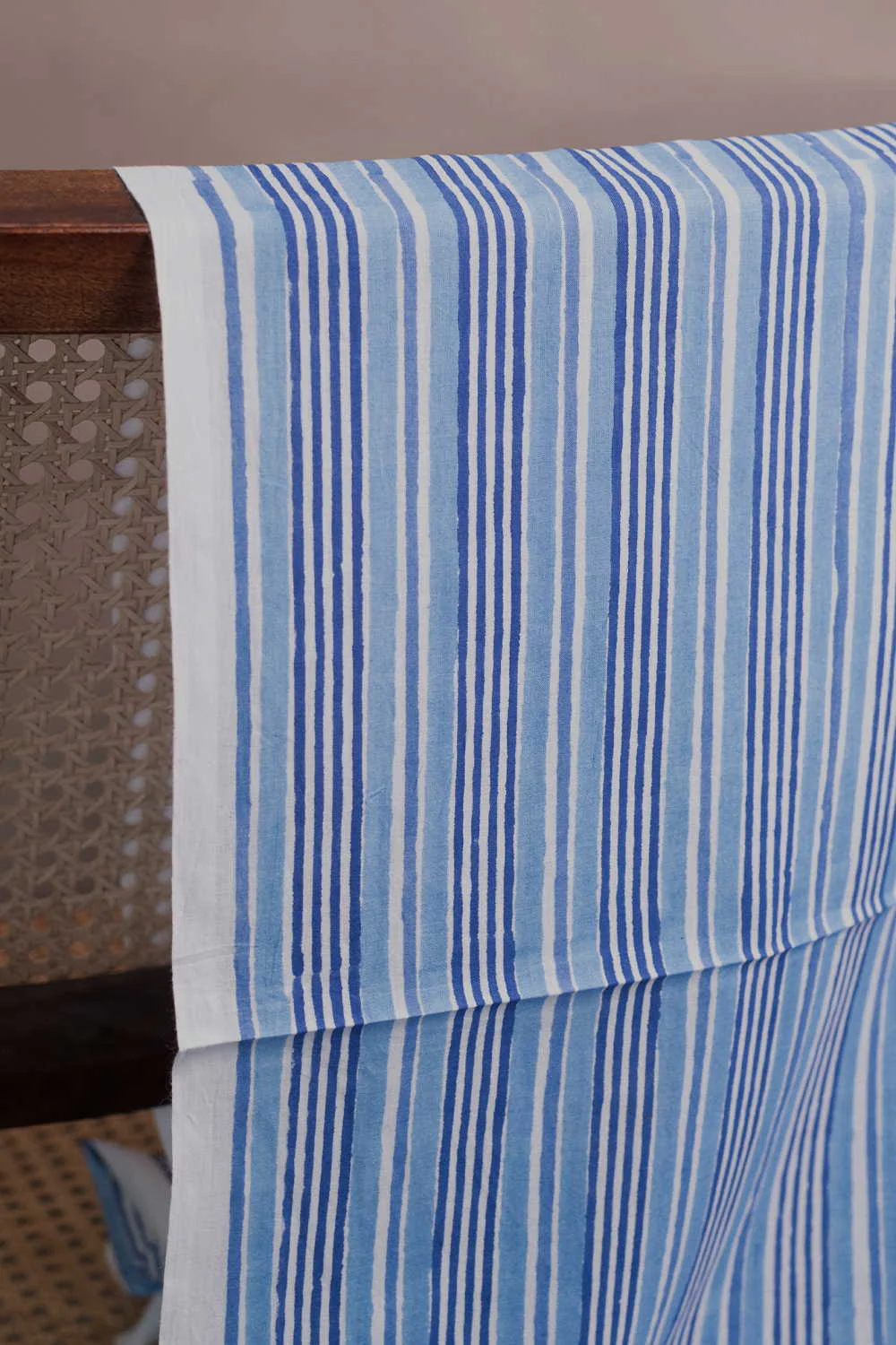 Azure Lines Sanganeri Cotton Fabric - 0.5m
