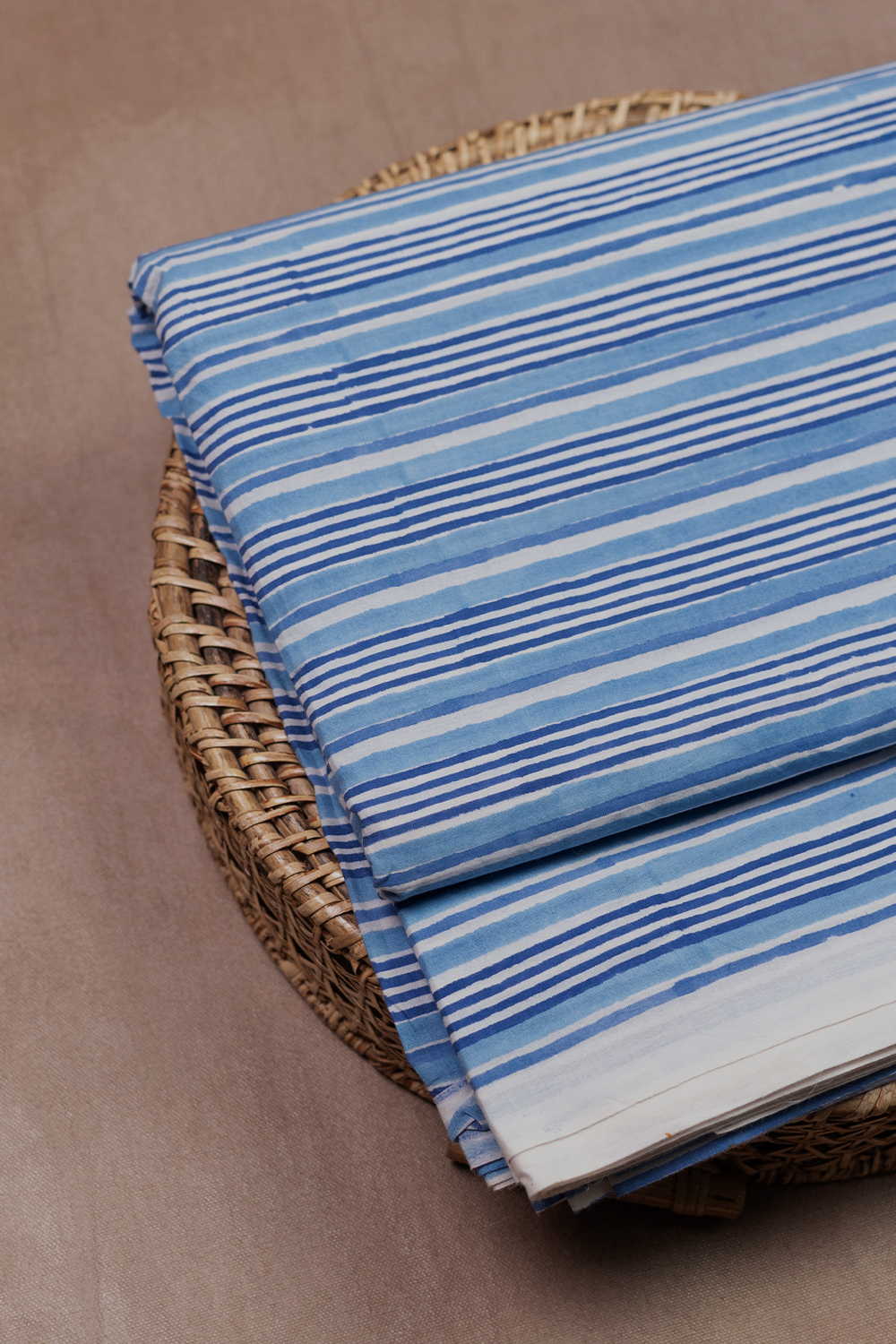 Azure Lines Sanganeri Cotton Fabric - 0.5m - Image 2