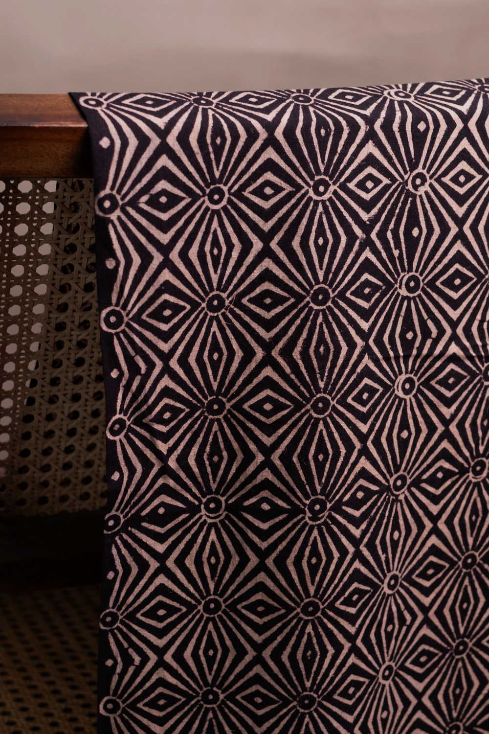 Dark Black Ajrak Cotton Fabric - 0.5m