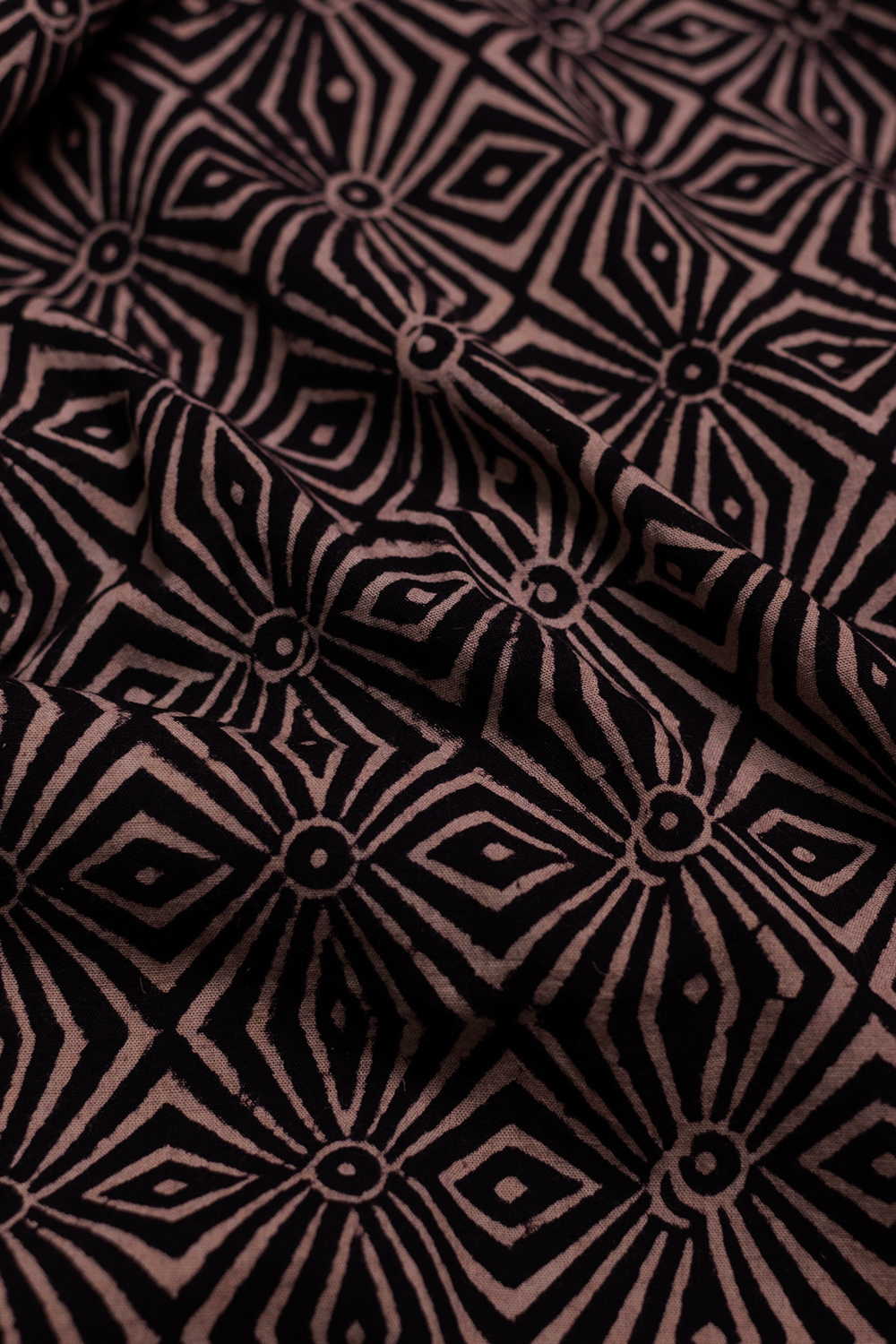Dark Black Ajrak Cotton Fabric - 0.5m - Image 2
