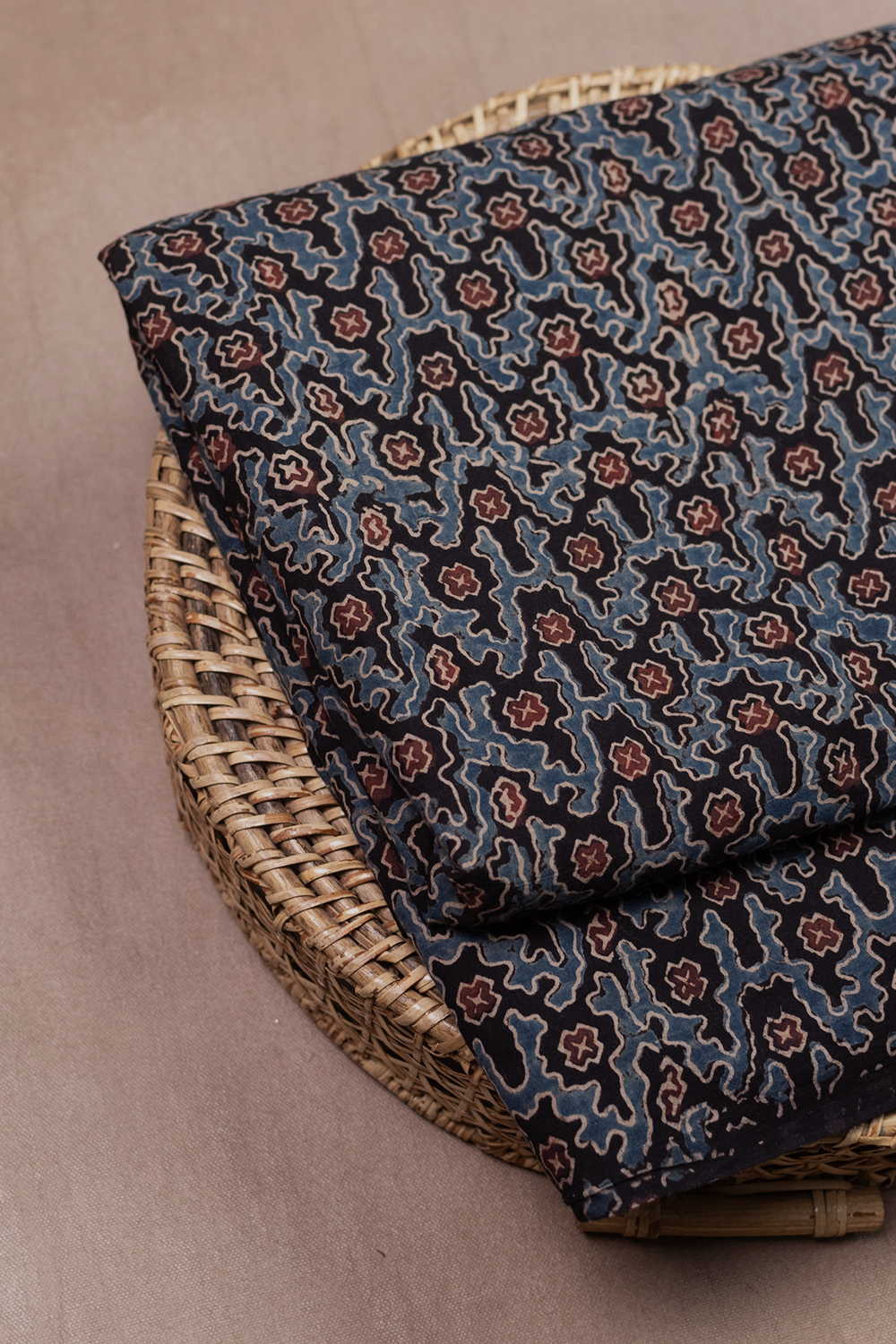 Rust Meadow Ajrak Cotton Fabric - 0.5m