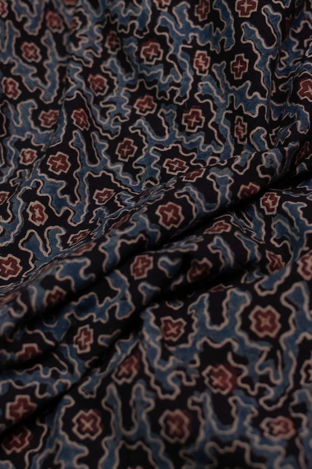 Rust Meadow Ajrak Cotton Fabric - 0.5m - Image 3
