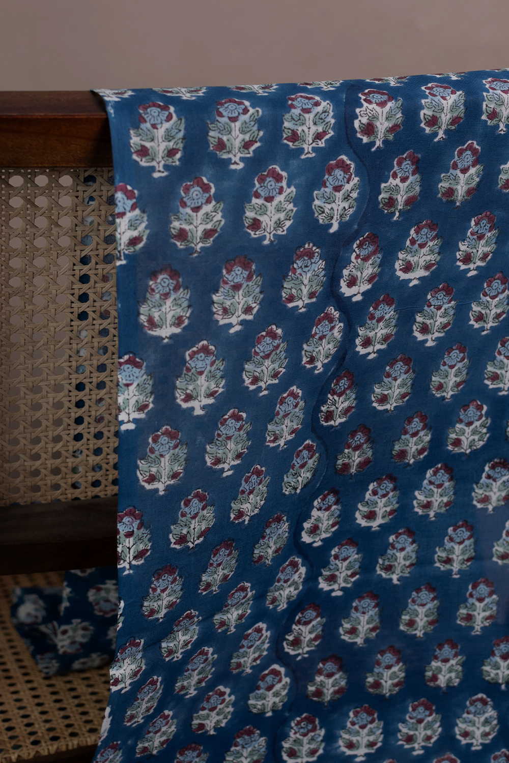 Midnight Petals Sanganeri Mul Cotton Fabric - 0.55m - Image 3