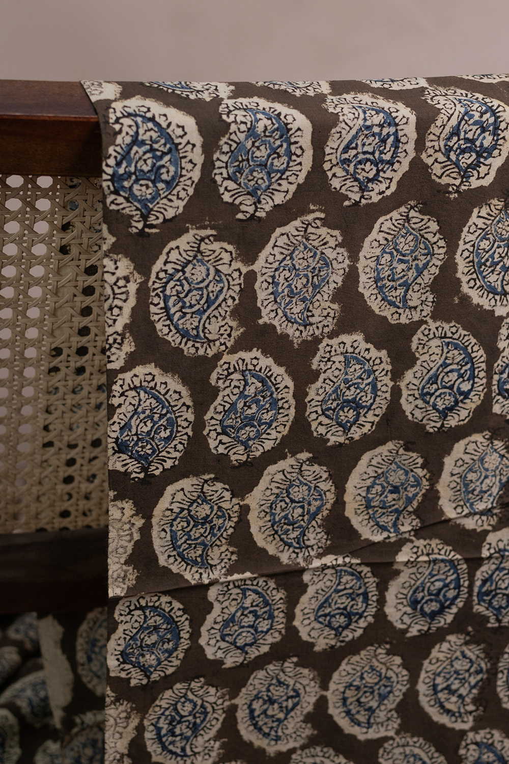 Olive Green Printed kalamkari Cotton Fabric-0.5m
