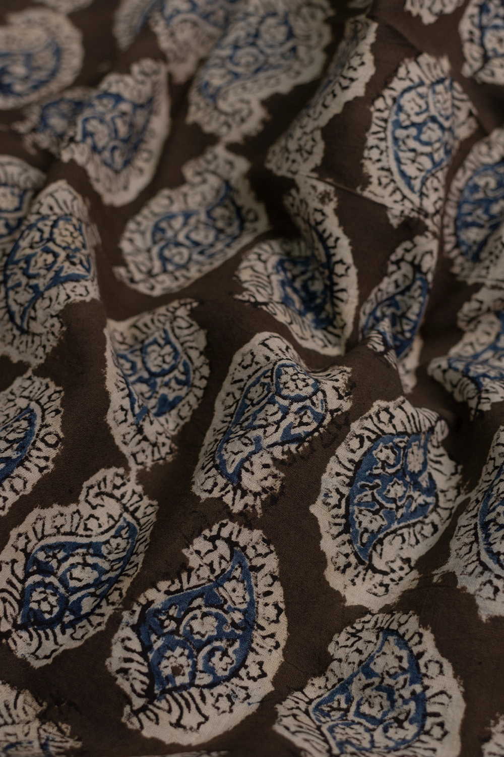 Olive Green Printed kalamkari Cotton Fabric-0.5m - Image 2
