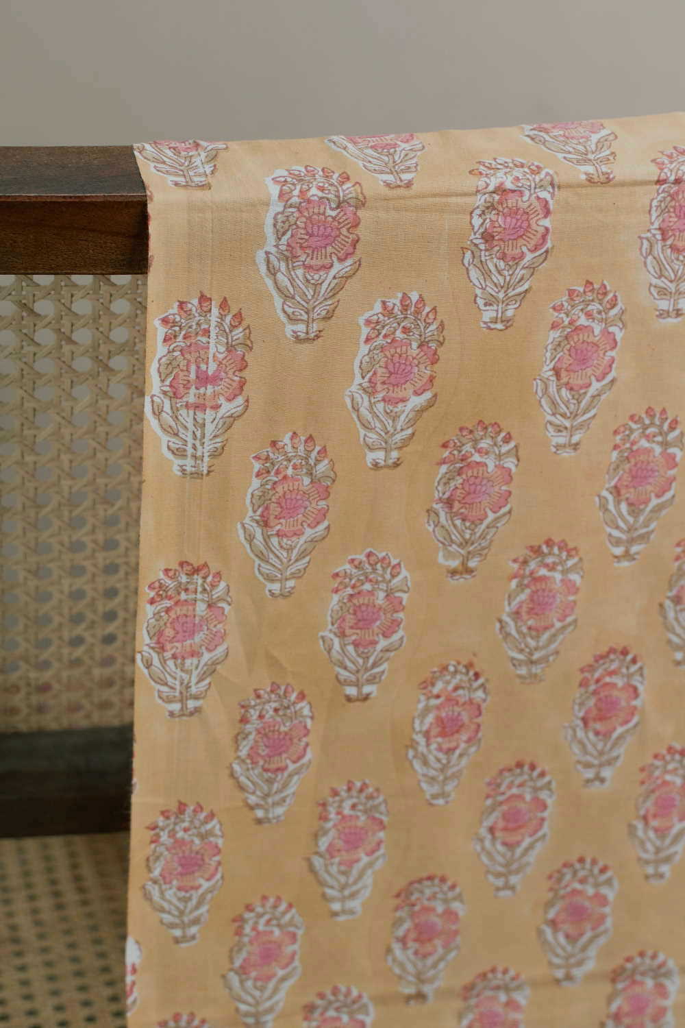 Pink Florets Sanganeri Cotton Fabric - 1.1m