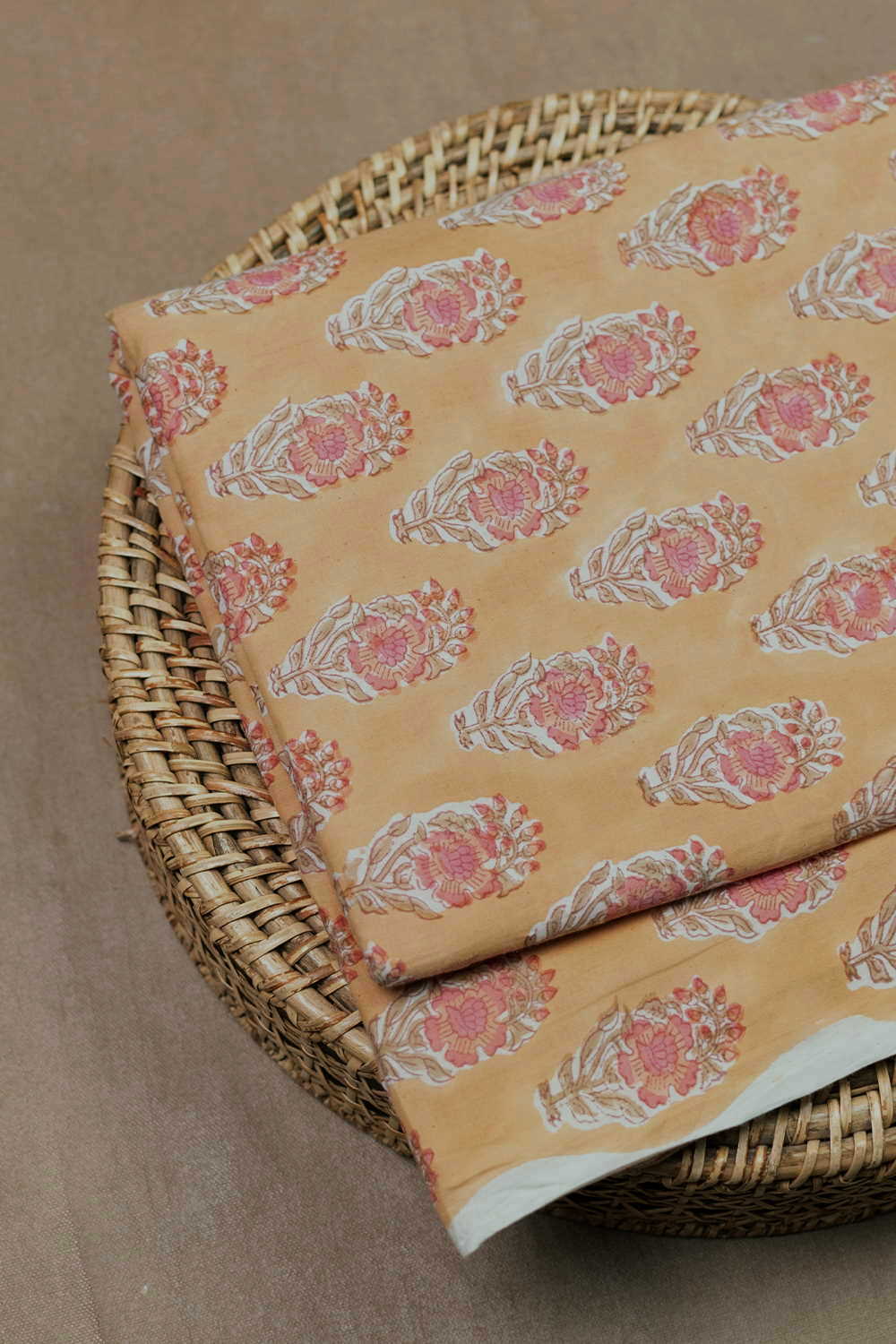 Pink Florets Sanganeri Cotton Fabric - 1.1m - Image 3