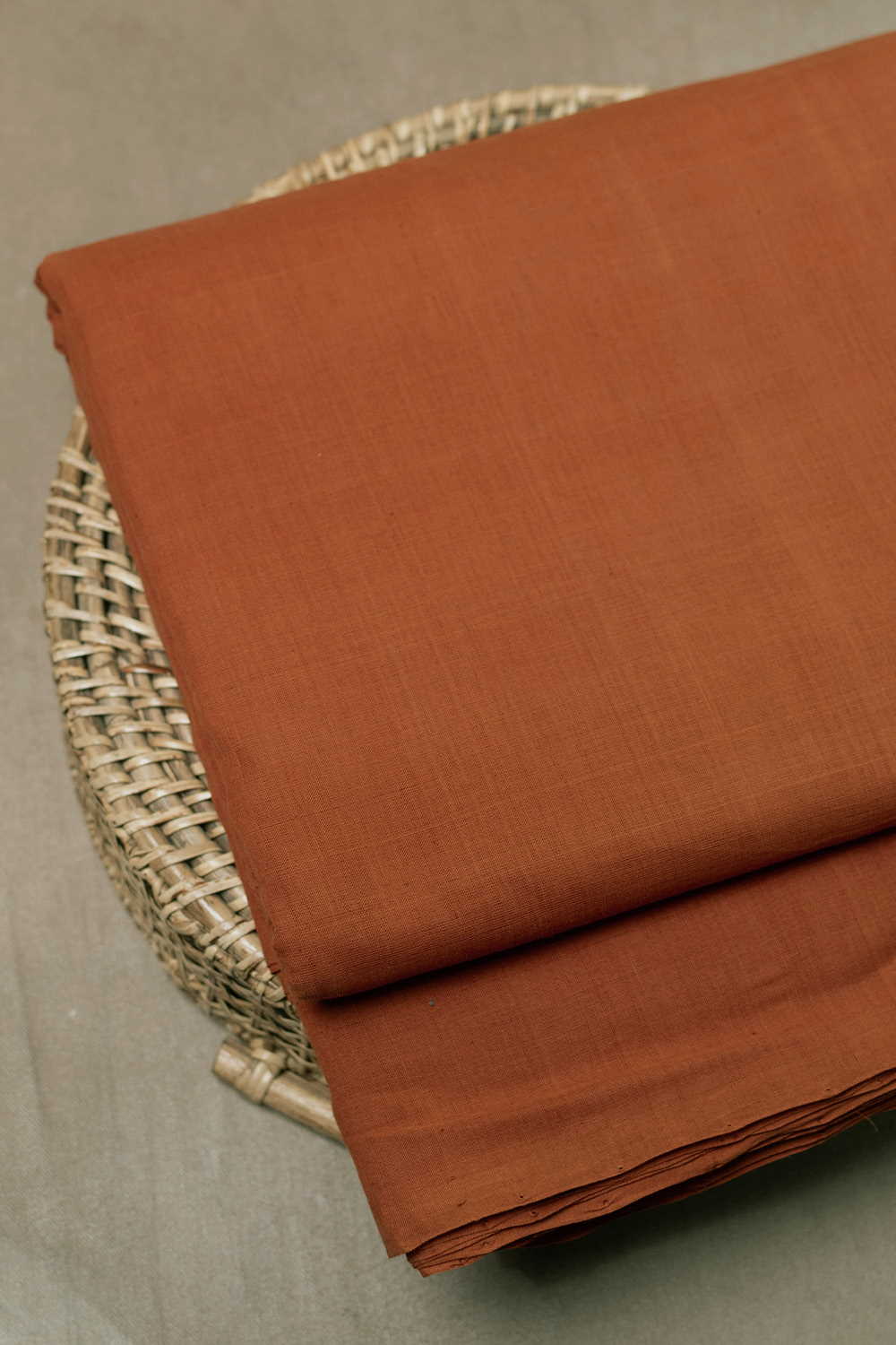 Darker Orange Mangalagiri Cotton Fabric - 1.3m