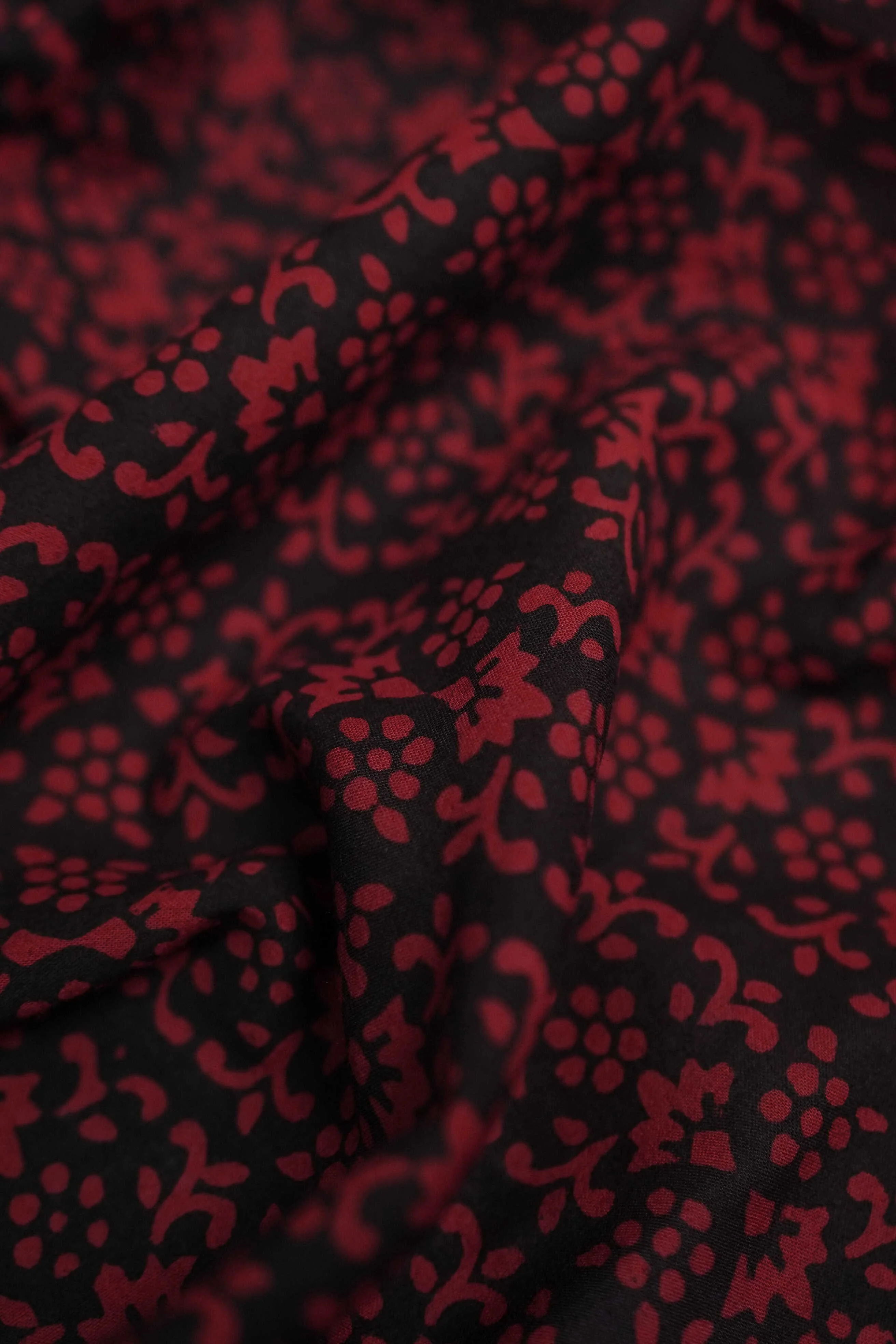 Maroon Intricate Design Bagh Cotton Fabric - 1.5m - Image 2