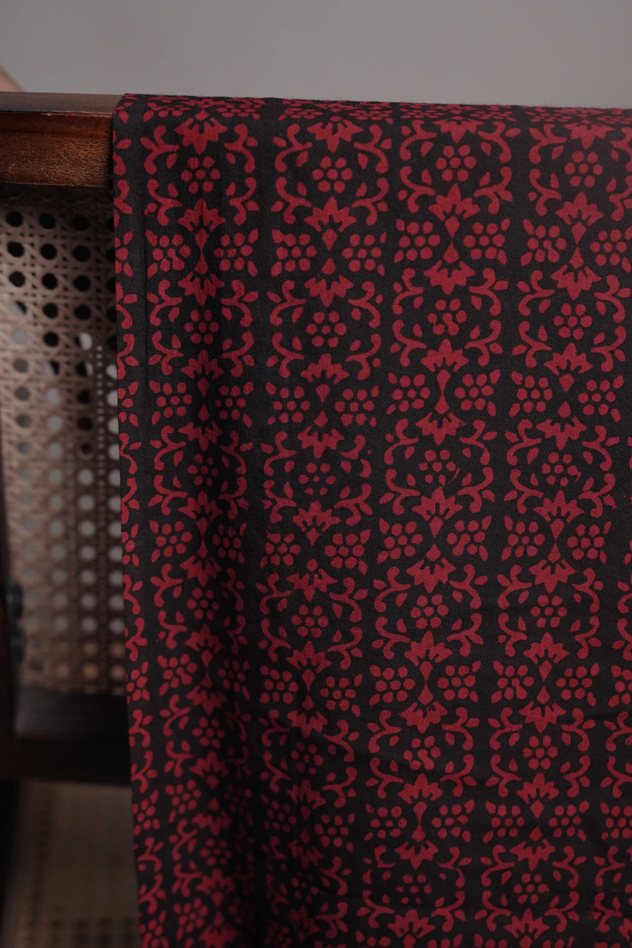 Maroon Intricate Design Bagh Cotton Fabric - 1.5m - Image 3