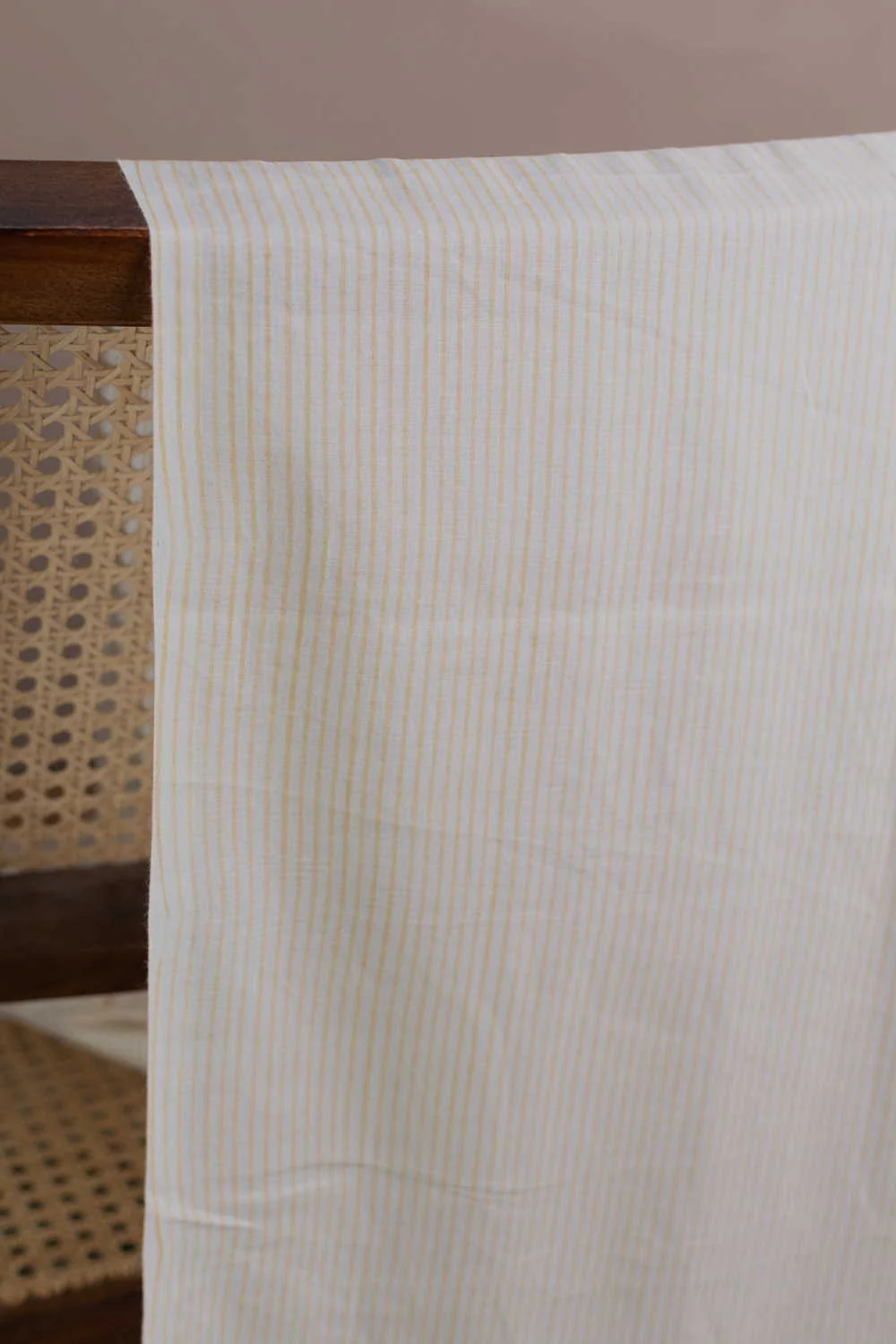 Lines - Cream Sanganeri Cotton Fabric - 0.5m