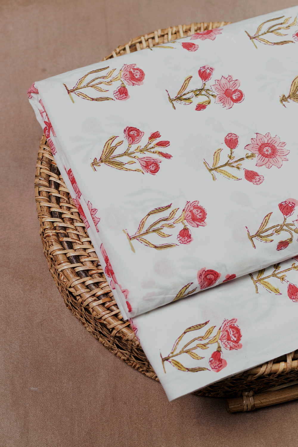 Prettiest Butta on Cream Sanganeri Cotton Fabric - 0.6m