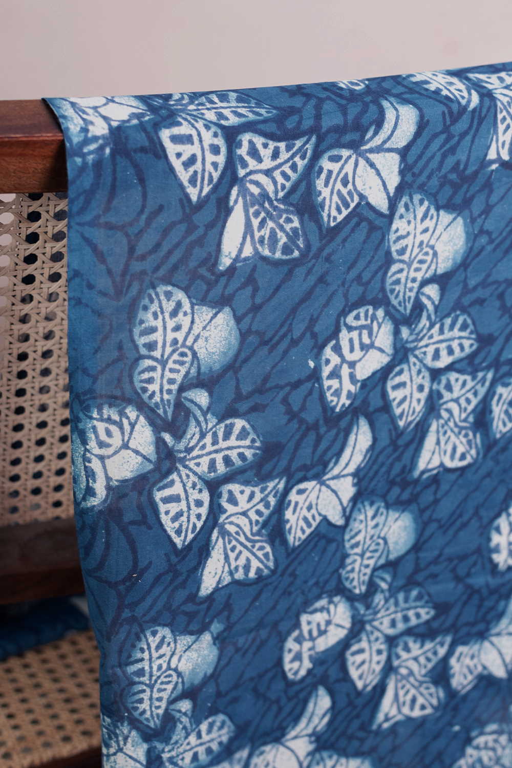 Indigo Garden Dabu Cotton Fabric - 0.75m - Image 2