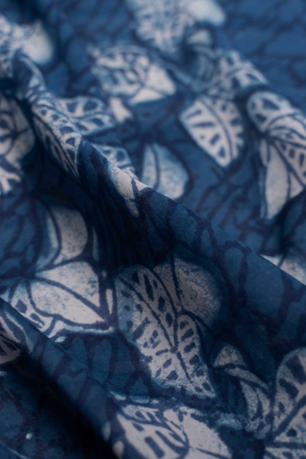 Indigo Garden Dabu Cotton Fabric - 0.75m - Image 3