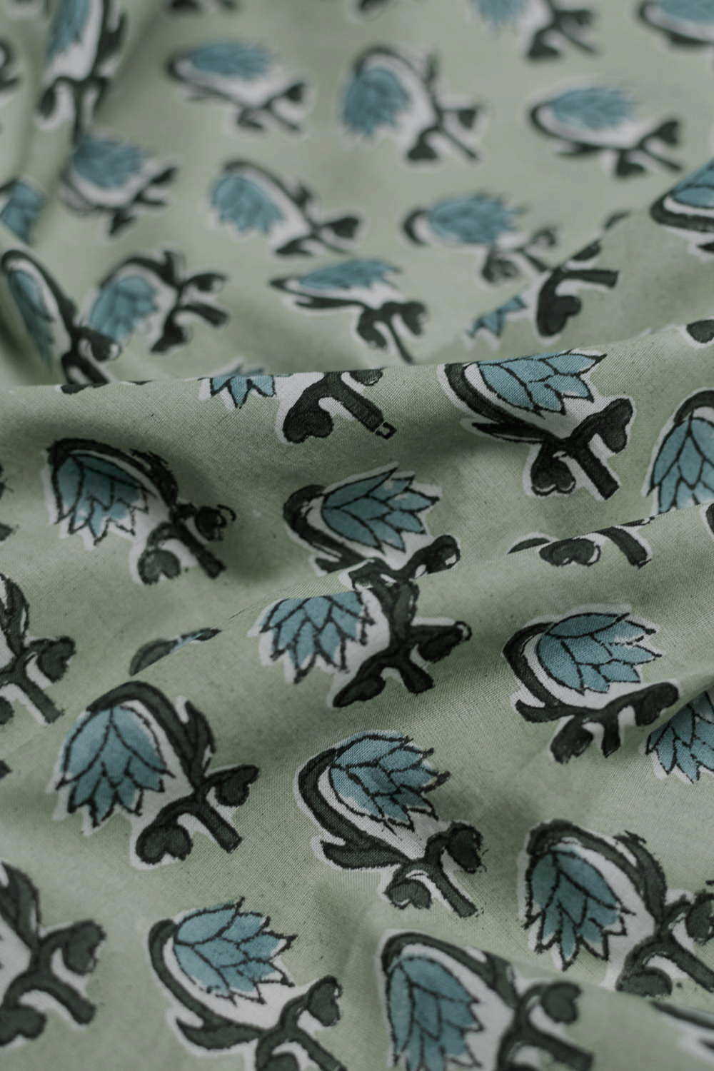 Sage Petal Sanganeri Cotton Fabric - 0.5m - Image 2