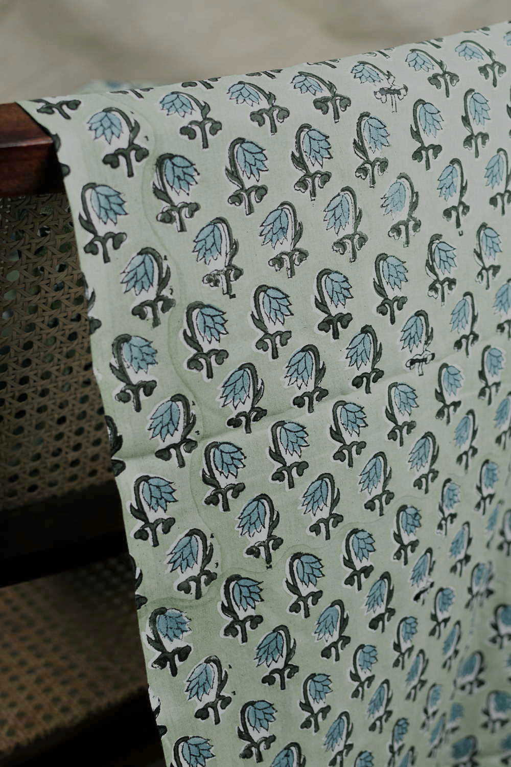 Sage Petal Sanganeri Cotton Fabric - 0.5m - Image 3