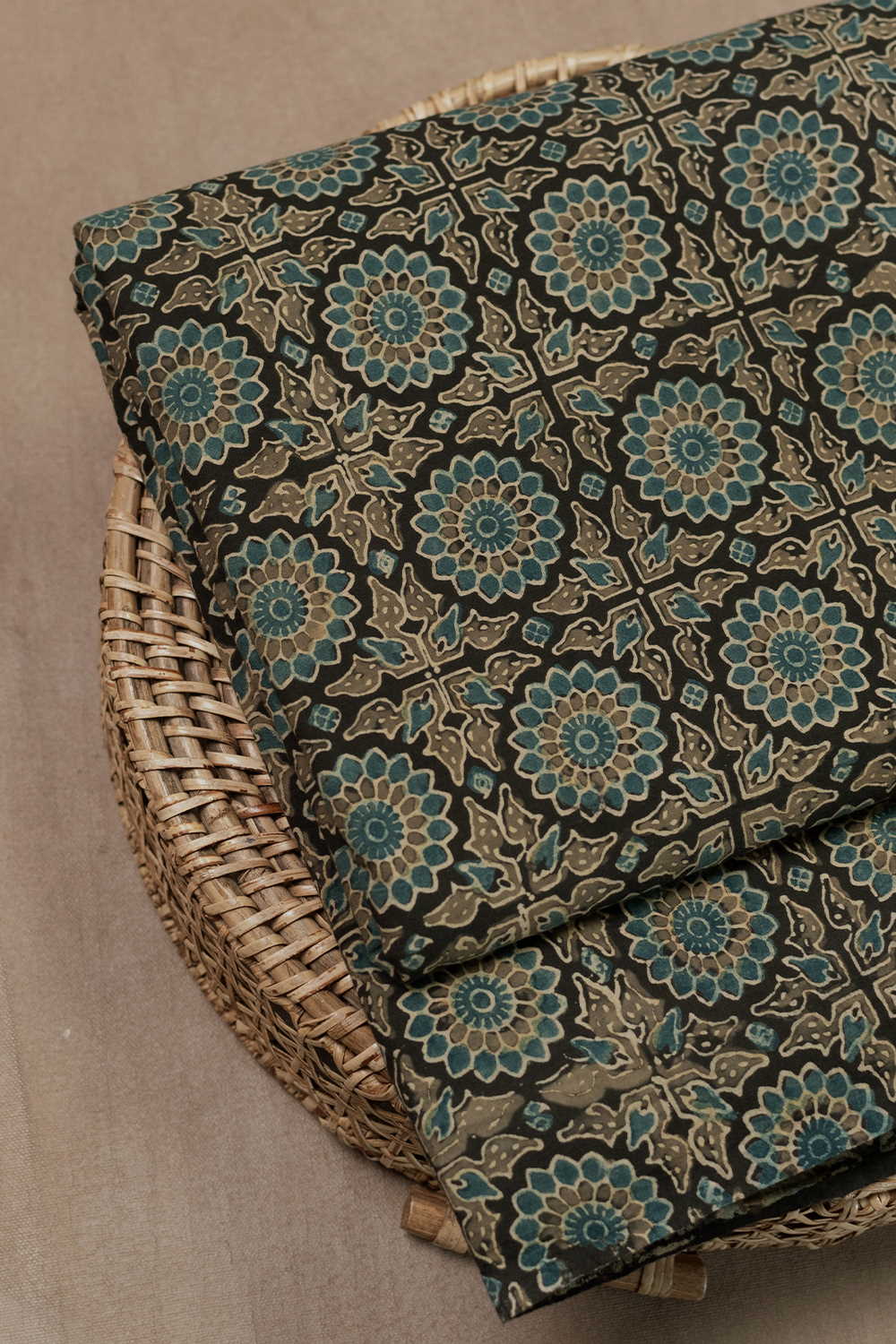 Circle Pattern Ajrak Cotton Fabric - 0.5m - Image 3