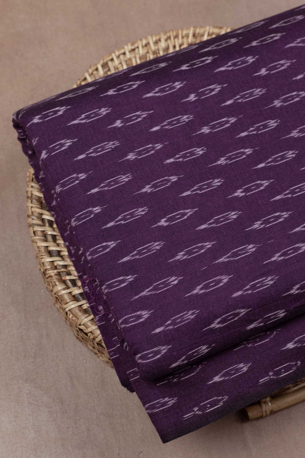 Velvet Purple Ikat Cotton Fabric - 0.55m - Image 2