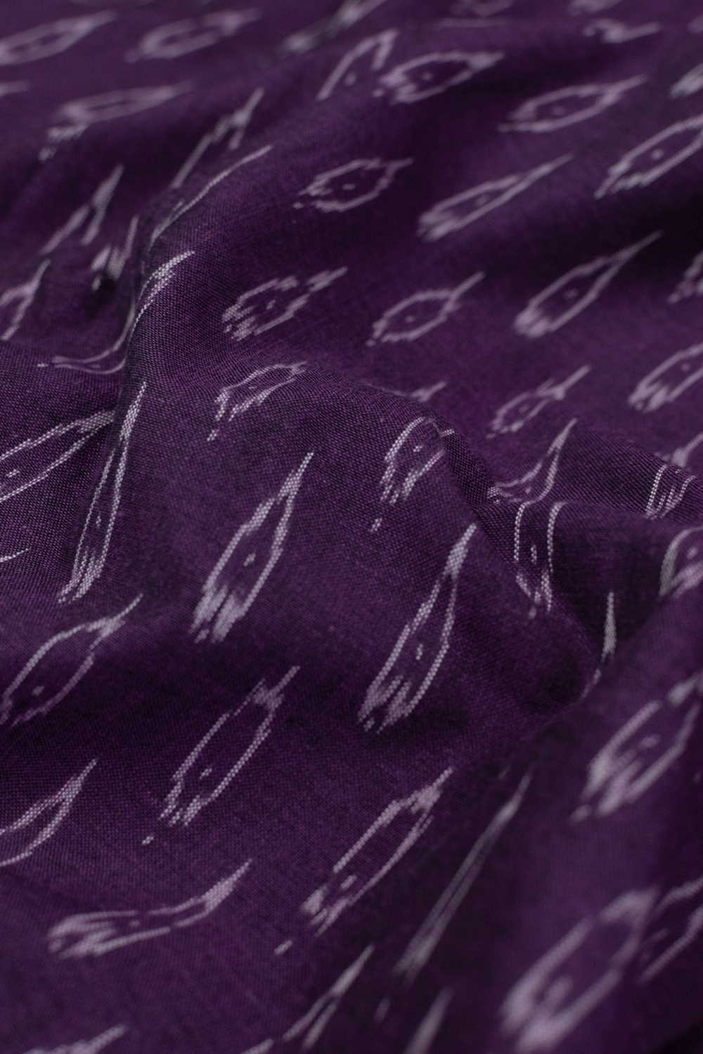 Velvet Purple Ikat Cotton Fabric - 0.55m - Image 3