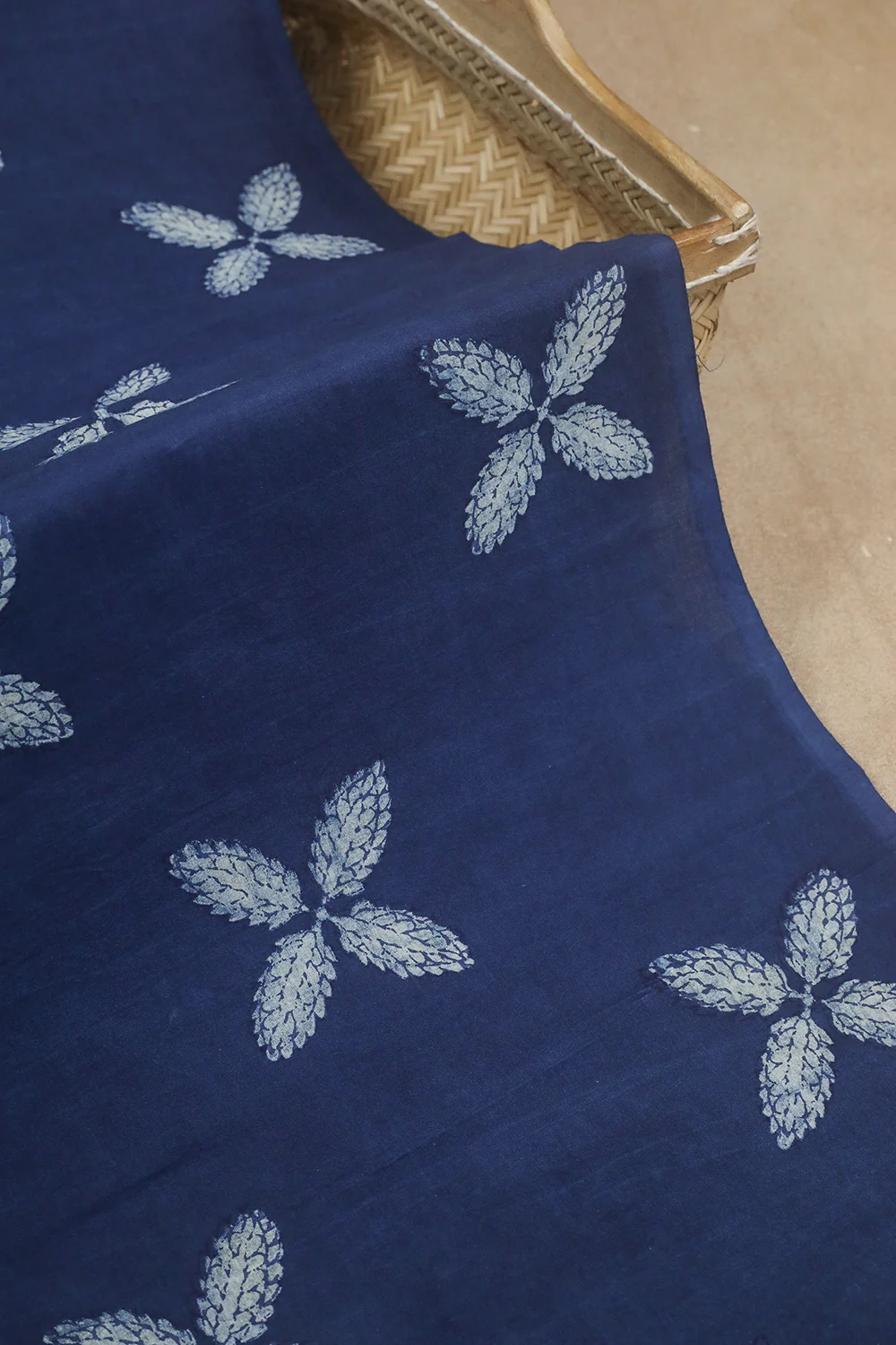 Indigo Akola Block Printed Cotton Fabric - 1m