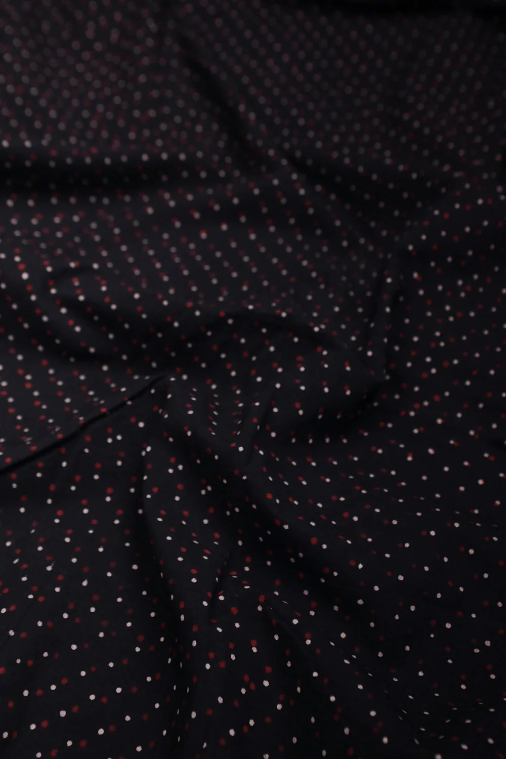 Dots on Black Ajrak Cotton Fabric - 1.4m - Image 3