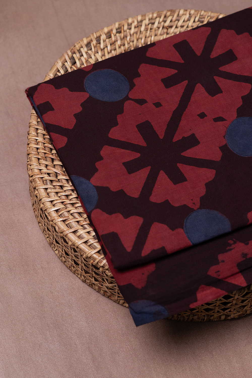 Maroon Patterned Ajrak Cotton Fabric-1.45 m - Image 2