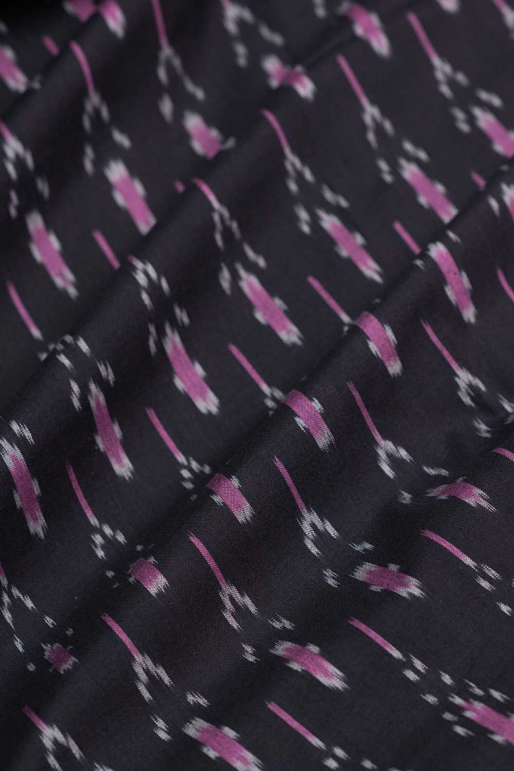 Motifs on Black Mercerized Ikat Cotton Fabric-2 m - Image 3