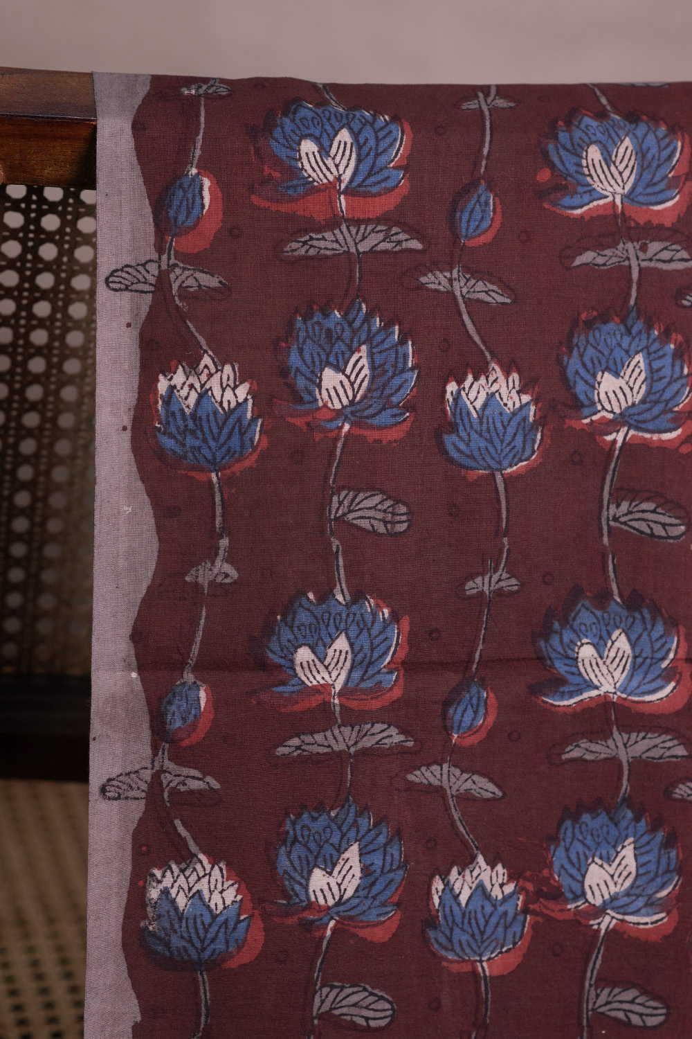 Brown - Florals Dabu Cotton Fabric - 0.8m - Image 2