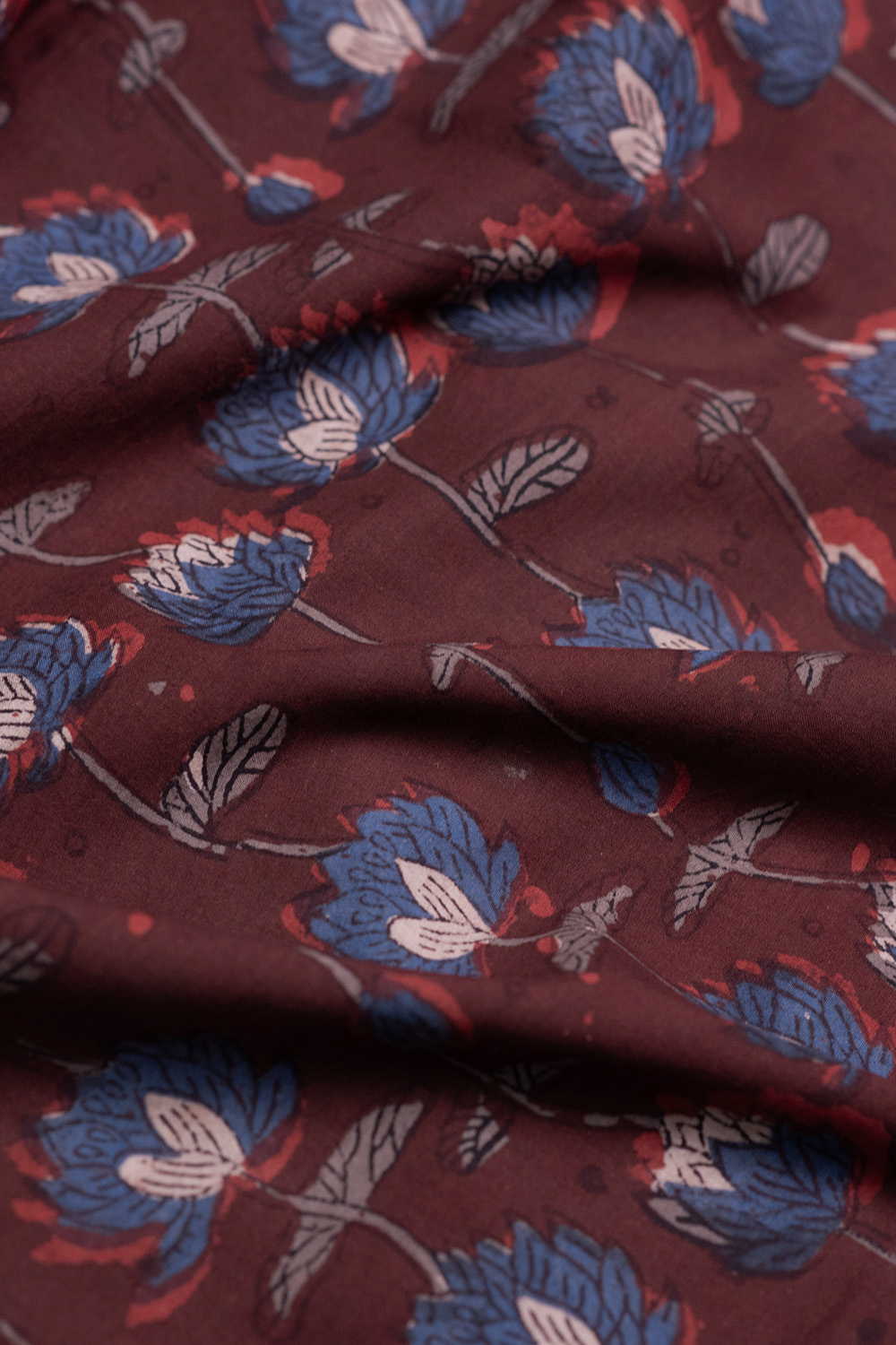 Brown - Florals Dabu Cotton Fabric - 0.8m - Image 3