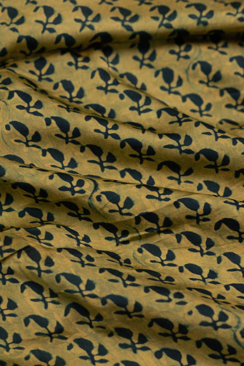 Green Paisleys Block Printed Modal Silk Fabric - 0.5m - Image 3