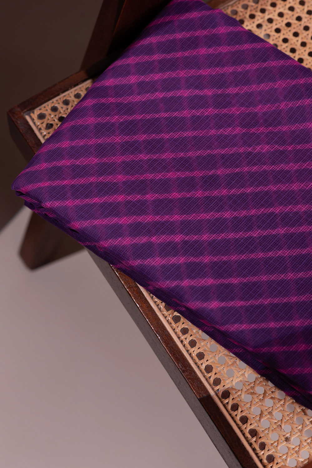 Pink Lines on Purple Leheriya Kota Cotton Fabric - 0.5m