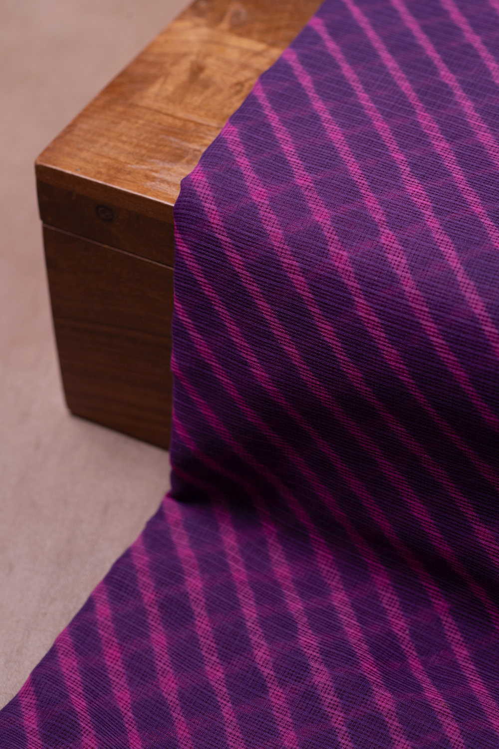 Pink Lines on Purple Leheriya Kota Cotton Fabric - 0.5m - Image 2