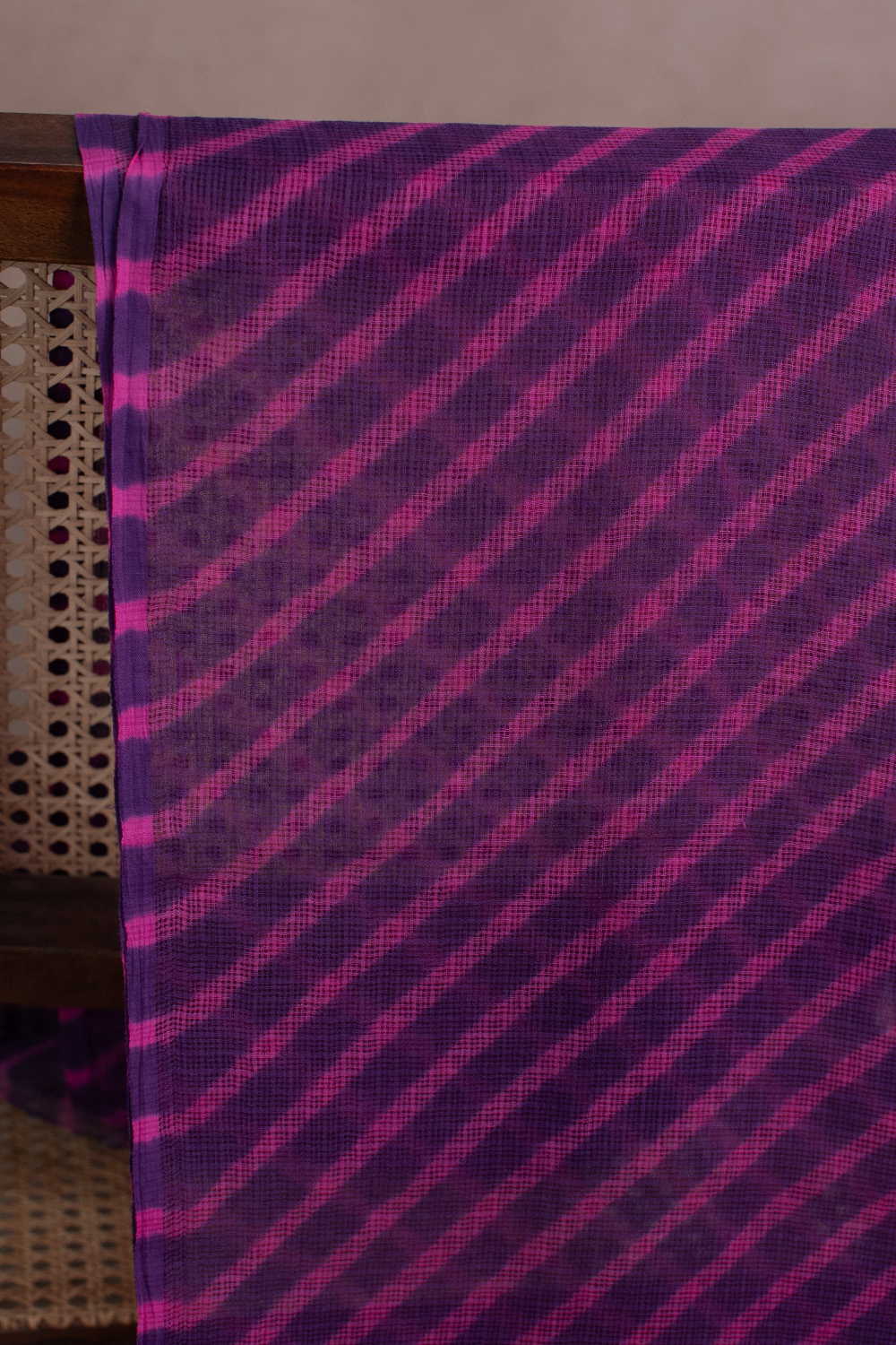 Pink Lines on Purple Leheriya Kota Cotton Fabric - 0.5m - Image 5